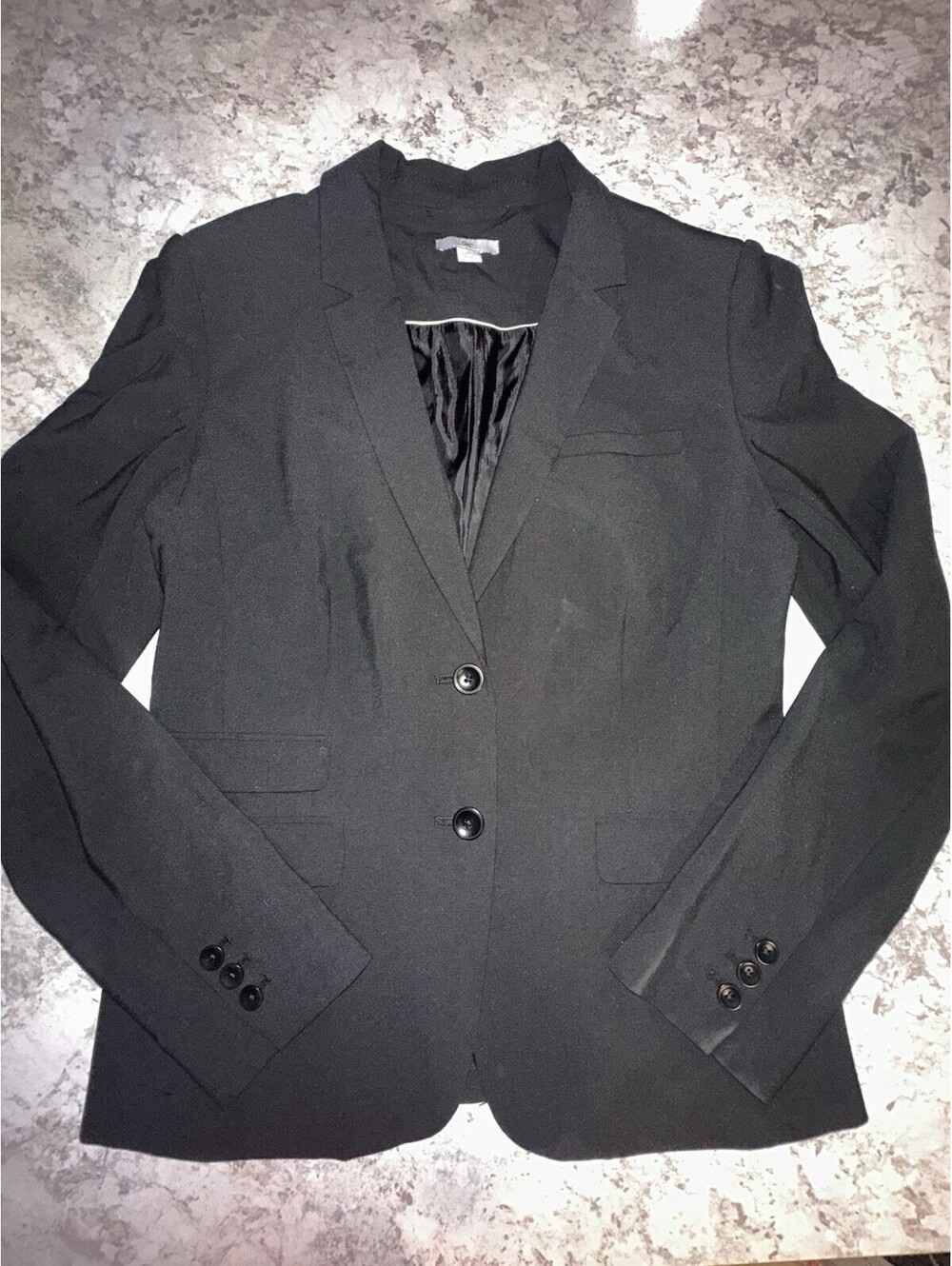 Gap Women’s Black Stretch Lined Notch Lapel Two-Button Blazer Size 8